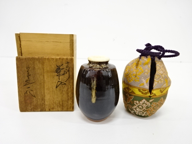 茶道具　京焼　桶谷定一作　肩衝茶入　仕覆付　共箱　V　7350 茶道具 京焼 桶谷定一作 肩衝茶入 仕覆付 共箱 V 7350 - メルカリ